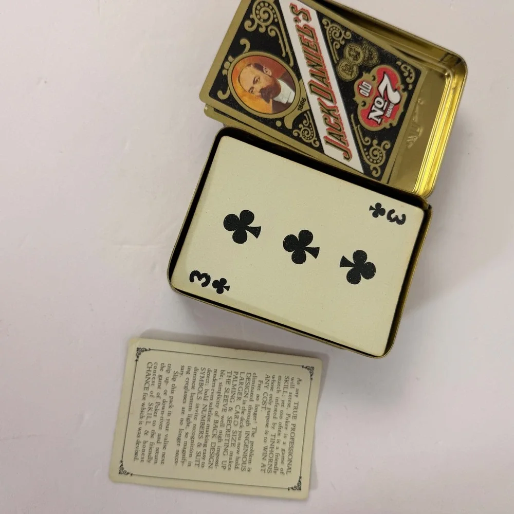 Jack Daniels Gentlemen Playing Cards OS Black Green Fair Vintage Tin England
